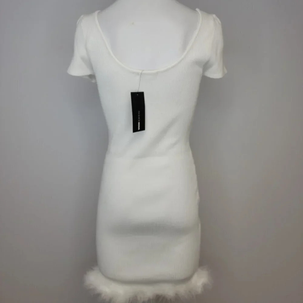 Fashion Nova Feather Trim Ribbed Dress - Picture 3 of 4